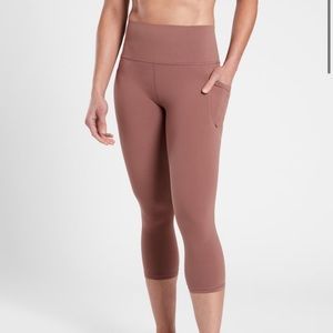 Ultimate stash crop pink/nude leggings Athleta